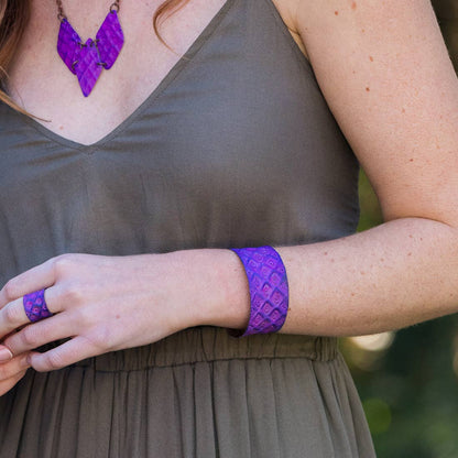 Copper Patina Bracelet - Fuchsia and Purple Diamonds