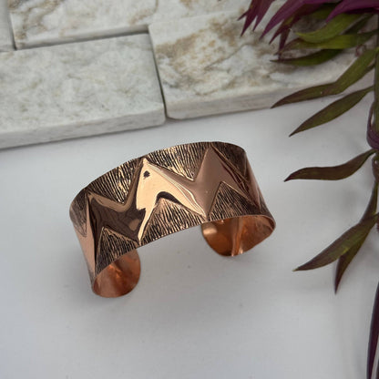 Handcrafted Zigzag Texture Copper Cuff