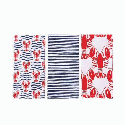 Lobster Waves Cotton Kitchen Towels