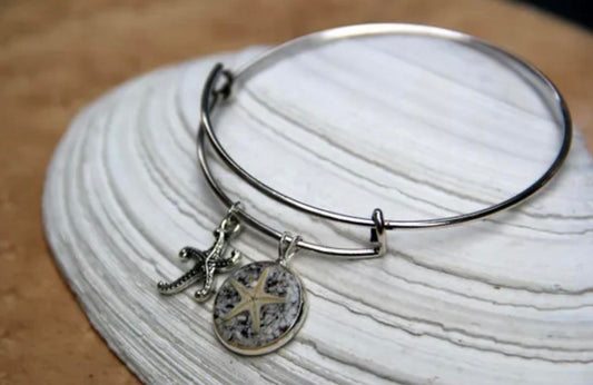 Maine Shellware SILVER STARFISH BANGLE BRACELET