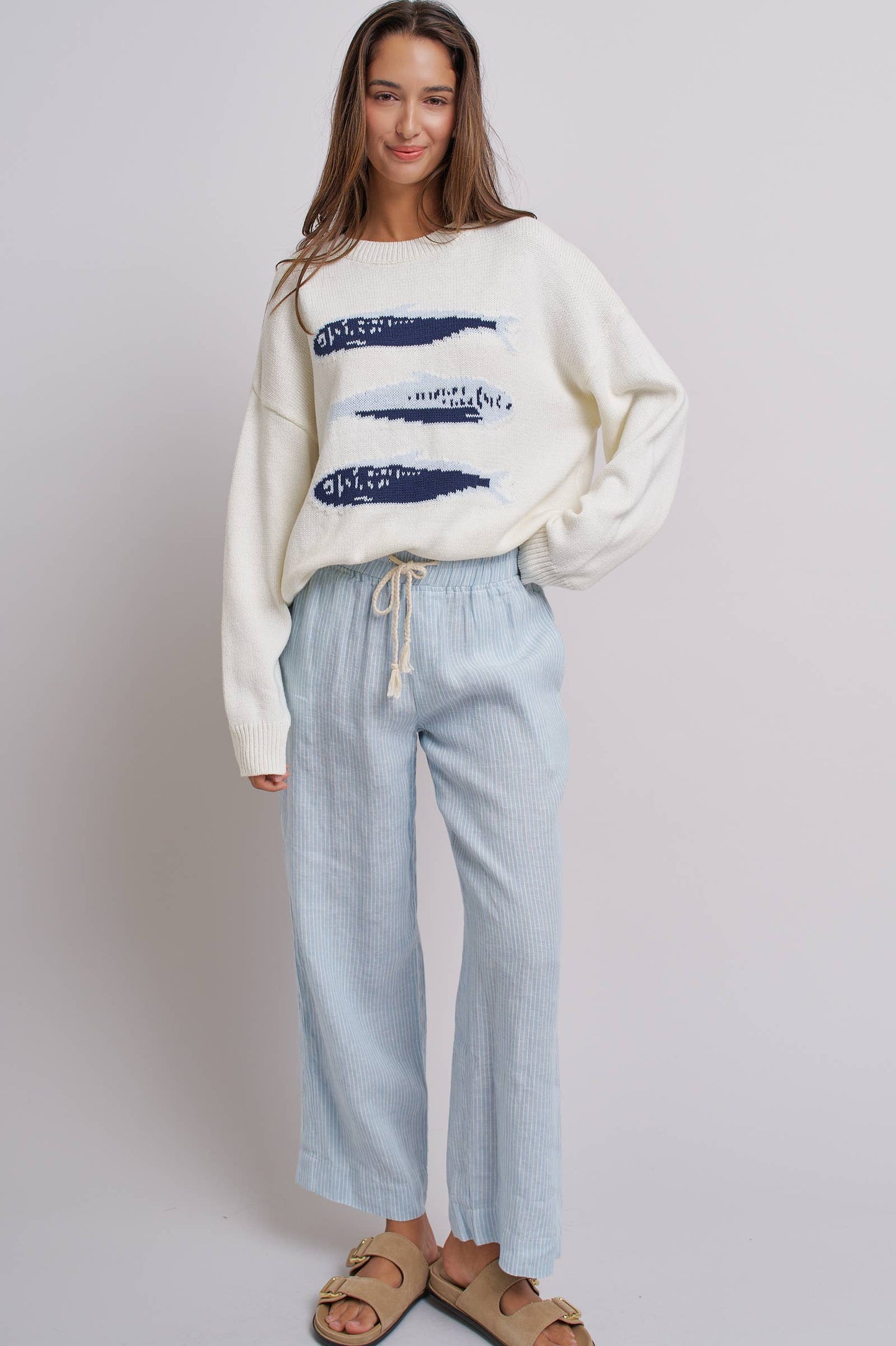 Graphic Oversized Drop-Shoulder Knit Sweater