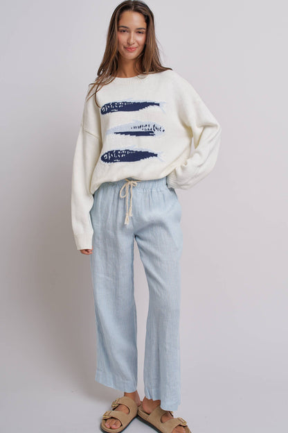 Graphic Oversized Drop-Shoulder Knit Sweater