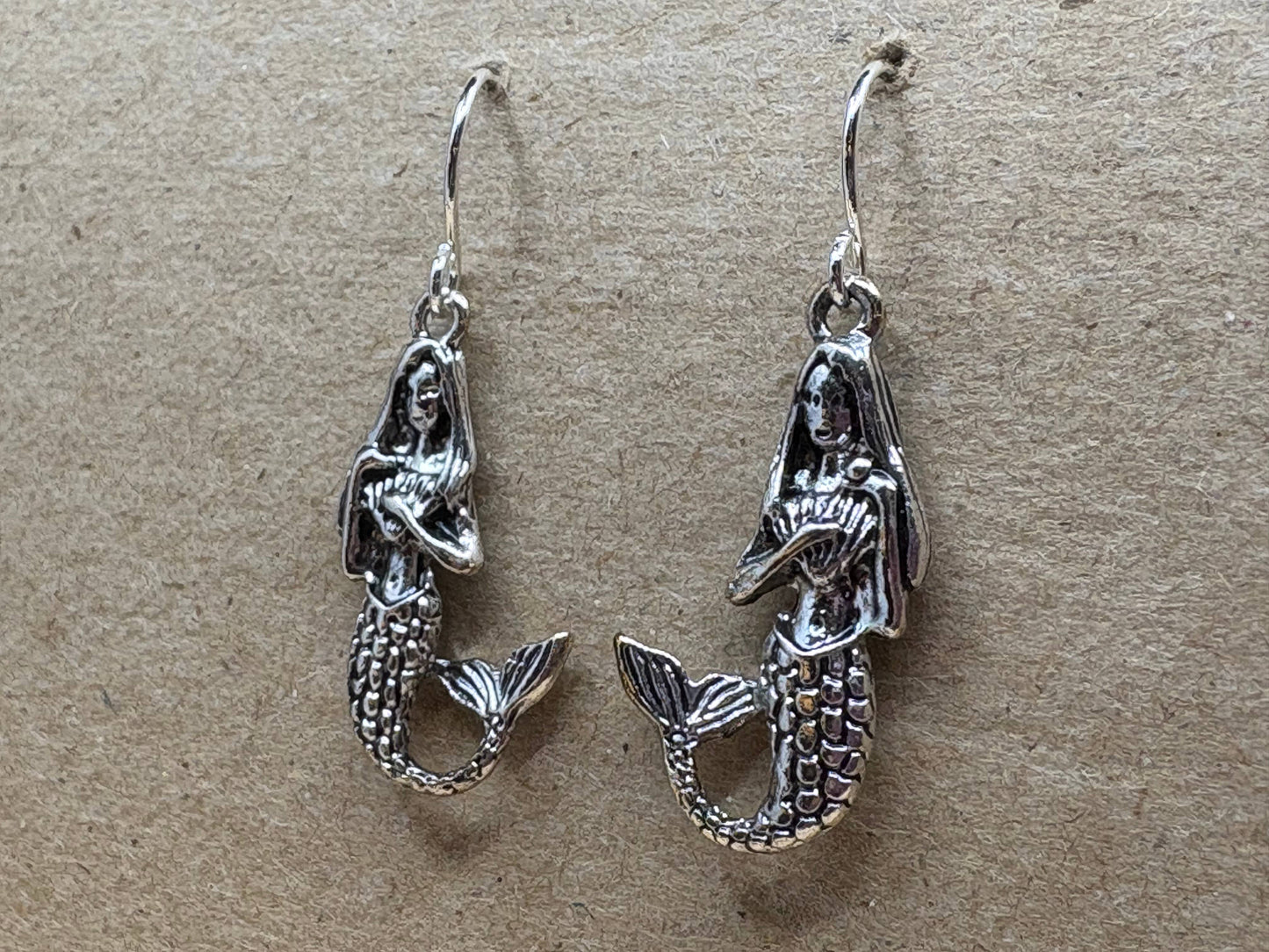 3D Mermaid Metal Dangle Earrings