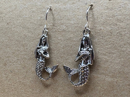 3D Mermaid Metal Dangle Earrings