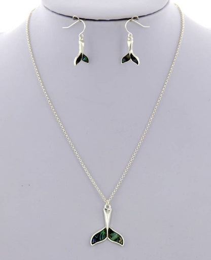 Abalone Whale Tail 16" Necklace Set