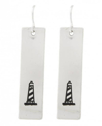 Long Rectangle Sea Life Lighthouse Earrings