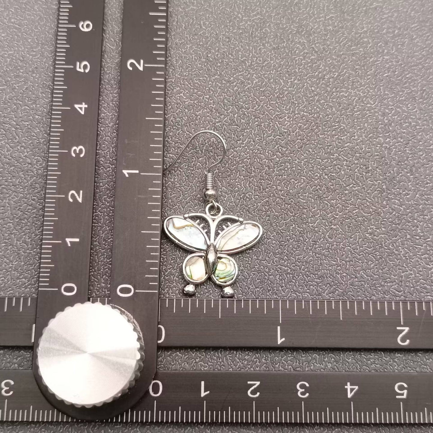 Natural Abalone Shell Butterfly Charm Dangle Earrings
