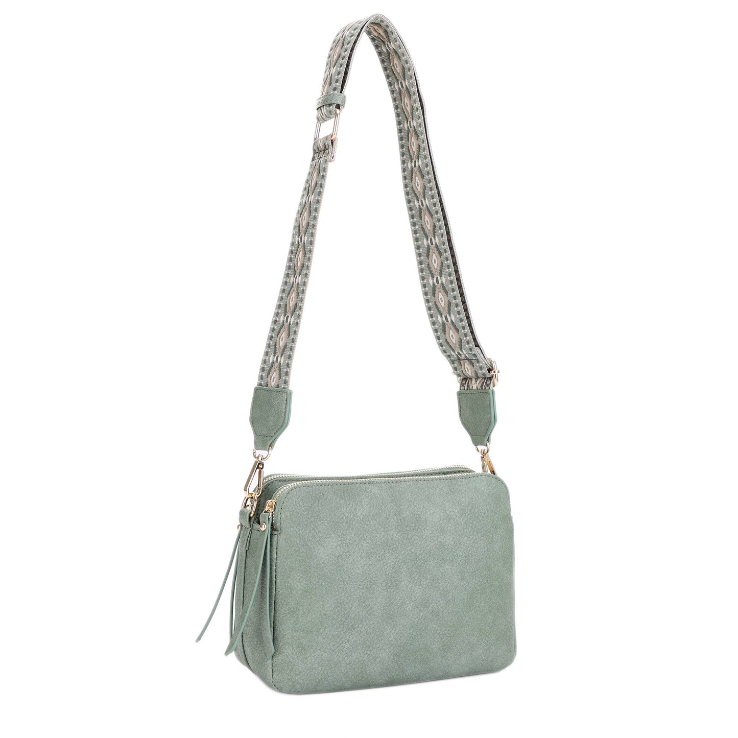 Mila 3 Compartment Crossbody Bag With Guitar Strap