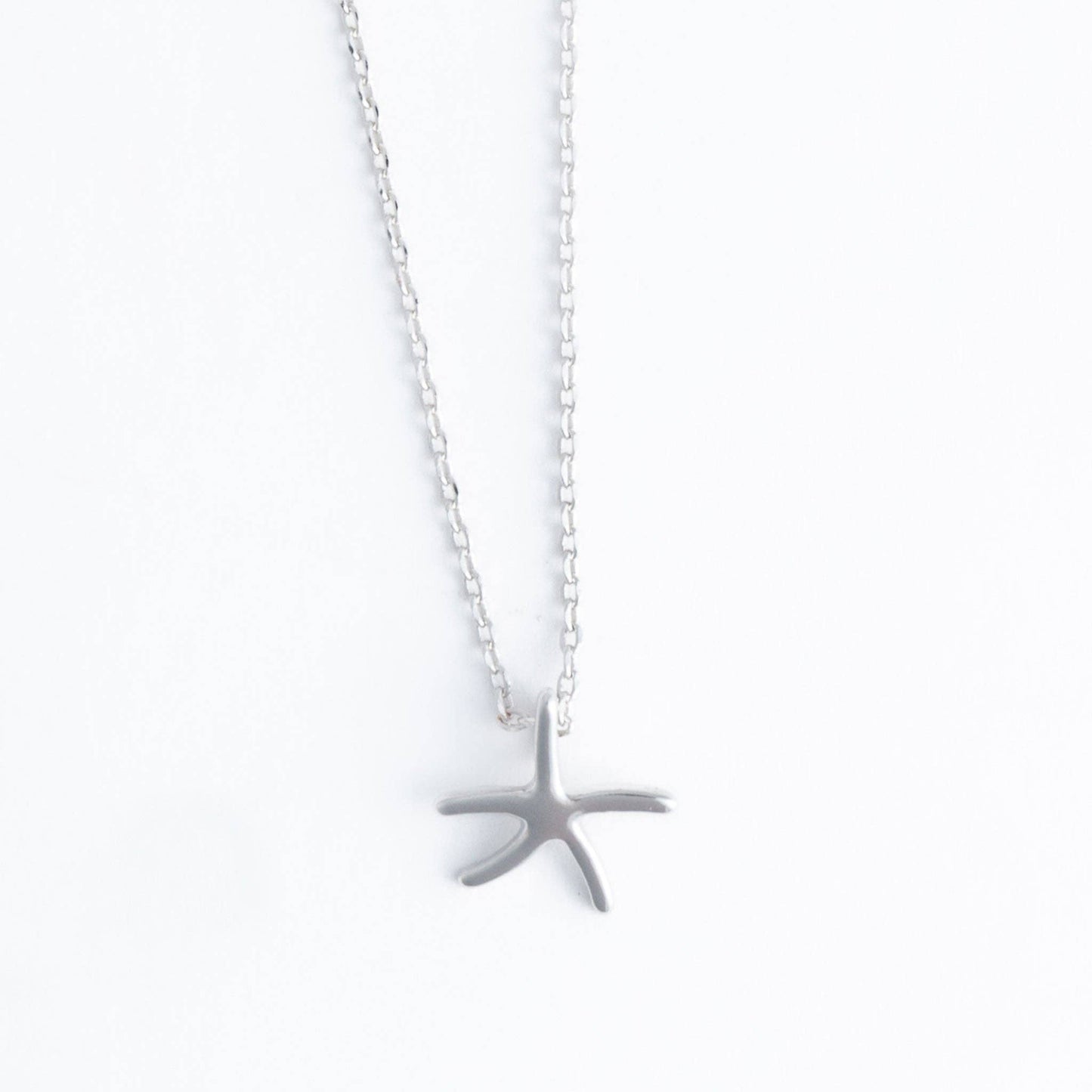 Silver Starfish Icon Pendant Necklace