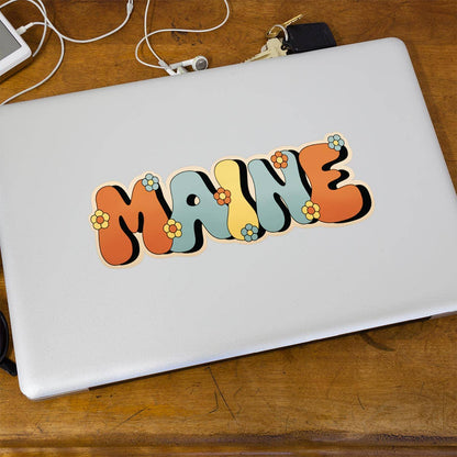 Maine Funky Flower Power Die Cut Vinyl Sticker