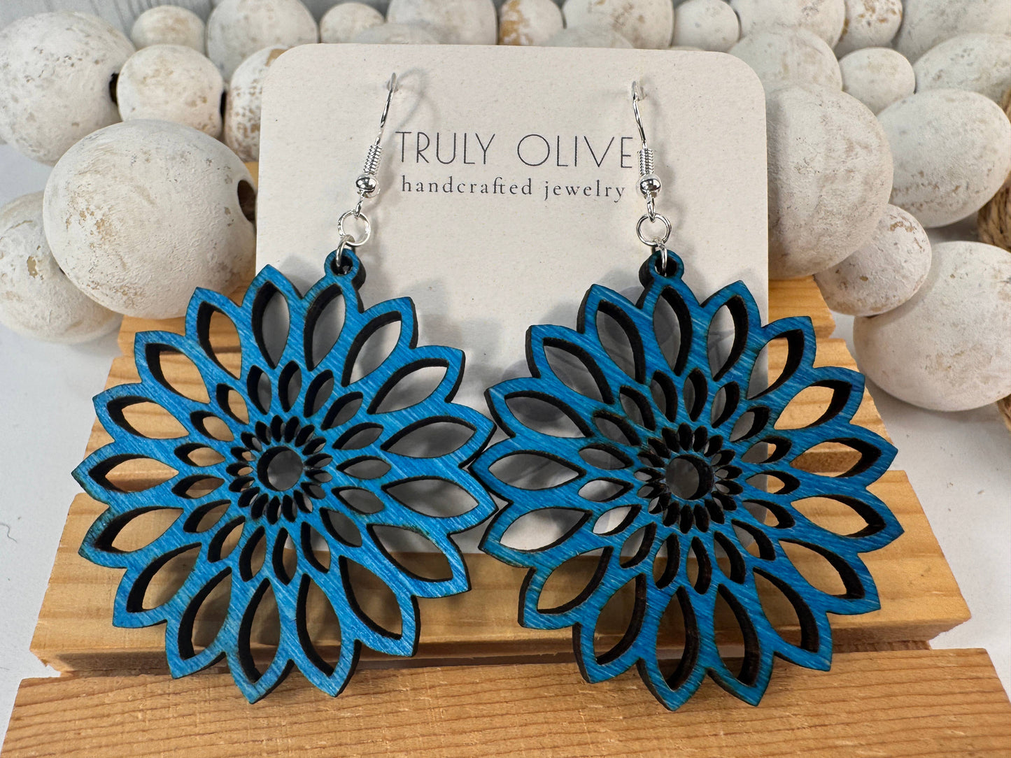 Starburst Mandala Wood Handcrafted Lightweight Earrings