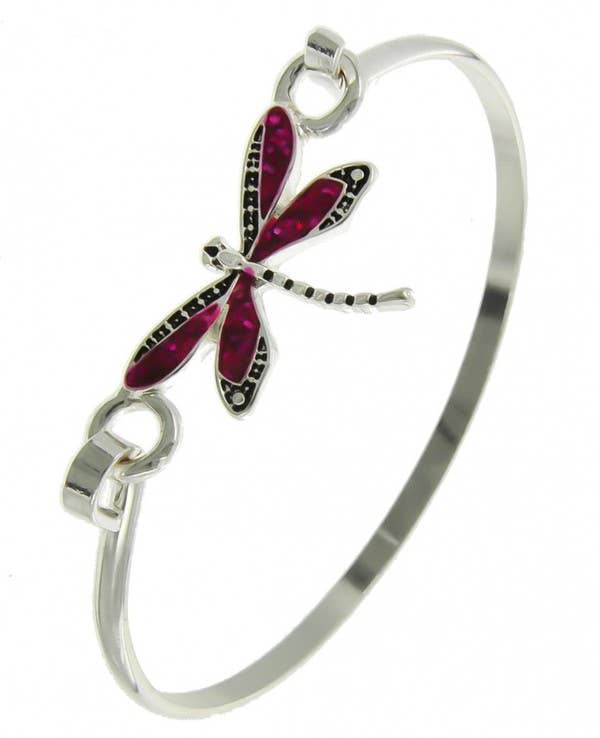 Pink Dragonfly Bangle Bracelet