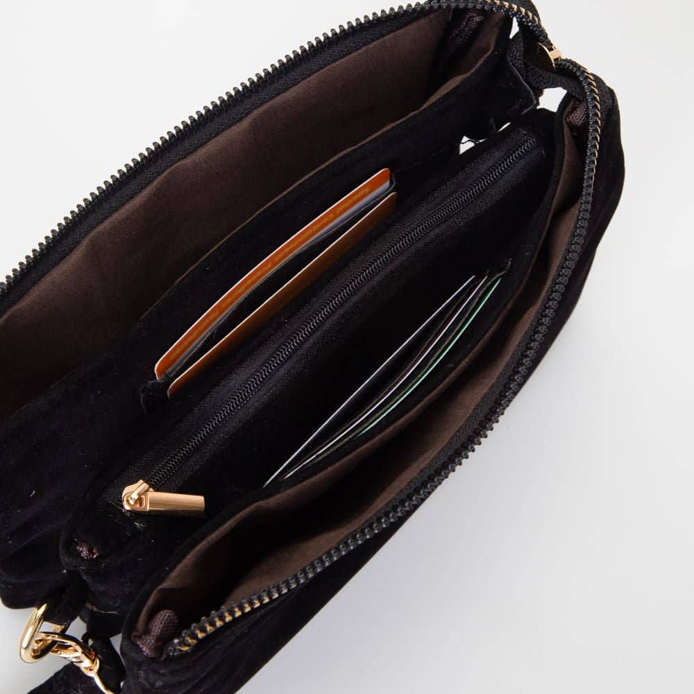 Stacey Faux Suede 3 compartments Crossbody Bag
