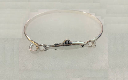 3D Antique Silver Salmon Fish Casting Bangle Bracelet