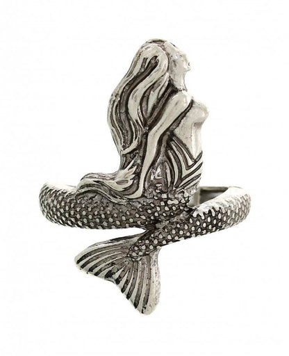 Burnished Silver Mermaid Metal Stretch Ring