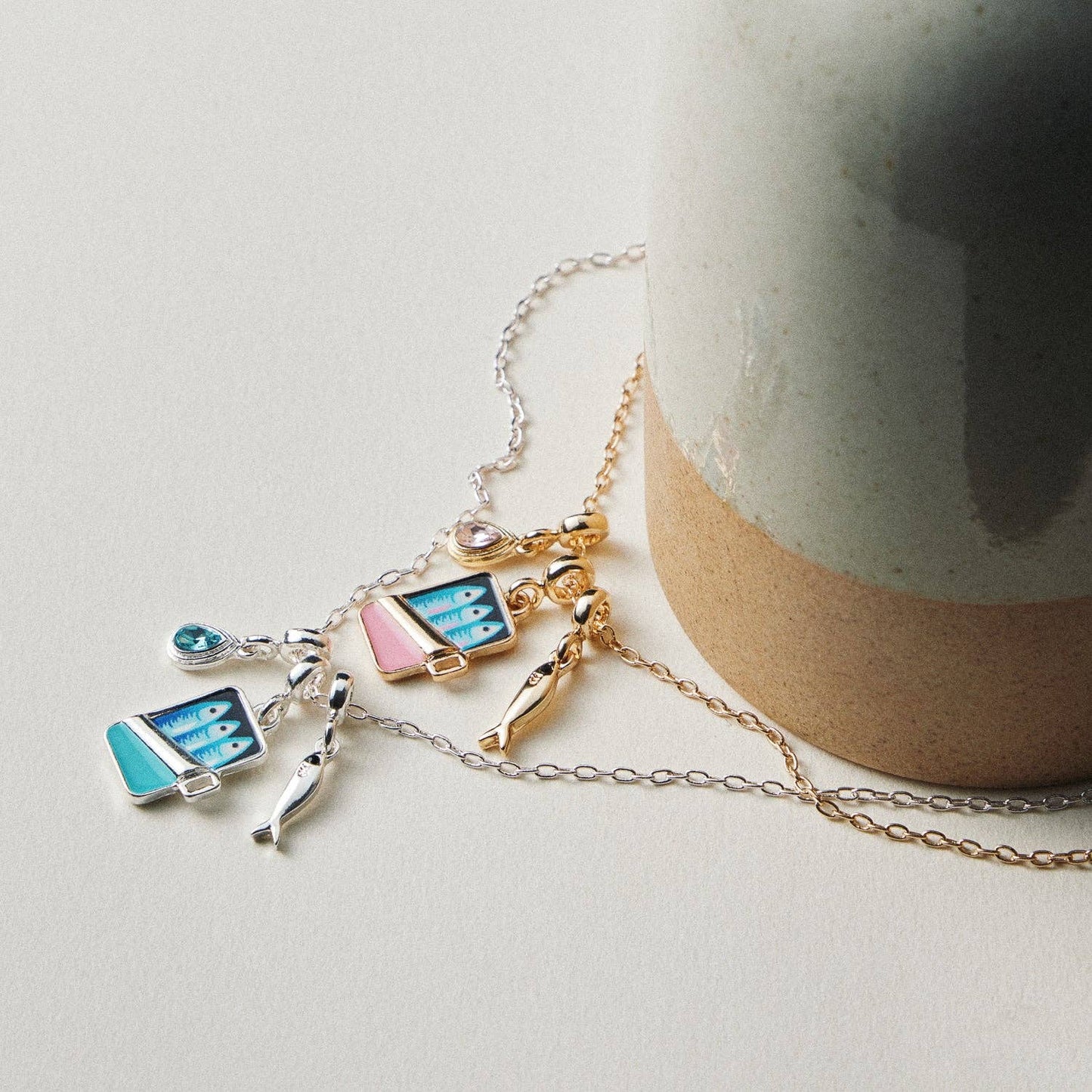 Fish Sardine Can  Charm Necklace