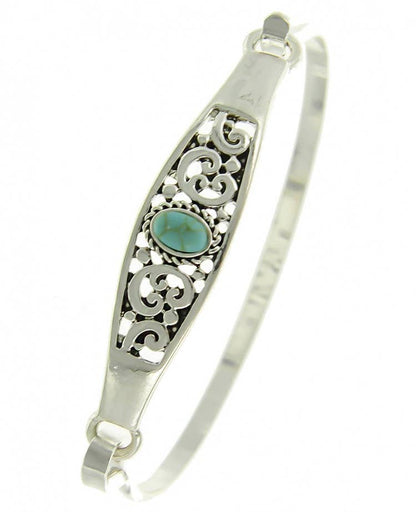 Turquoise Stone Filigree Cutout Casting Bracelet