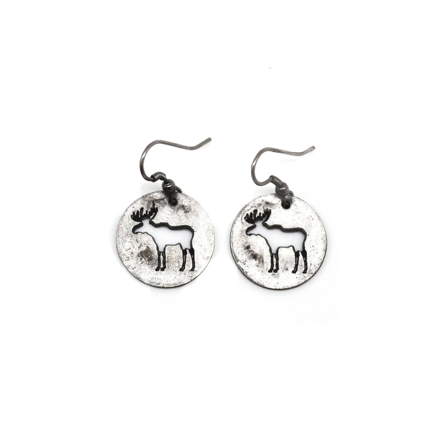 Pewter Earrings - Moose Cutout