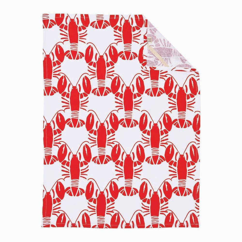 Lobster Waves Cotton Kitchen Towels