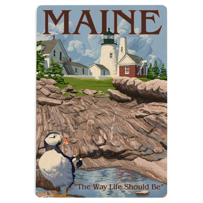Maine Lighthouse Wood Postcard