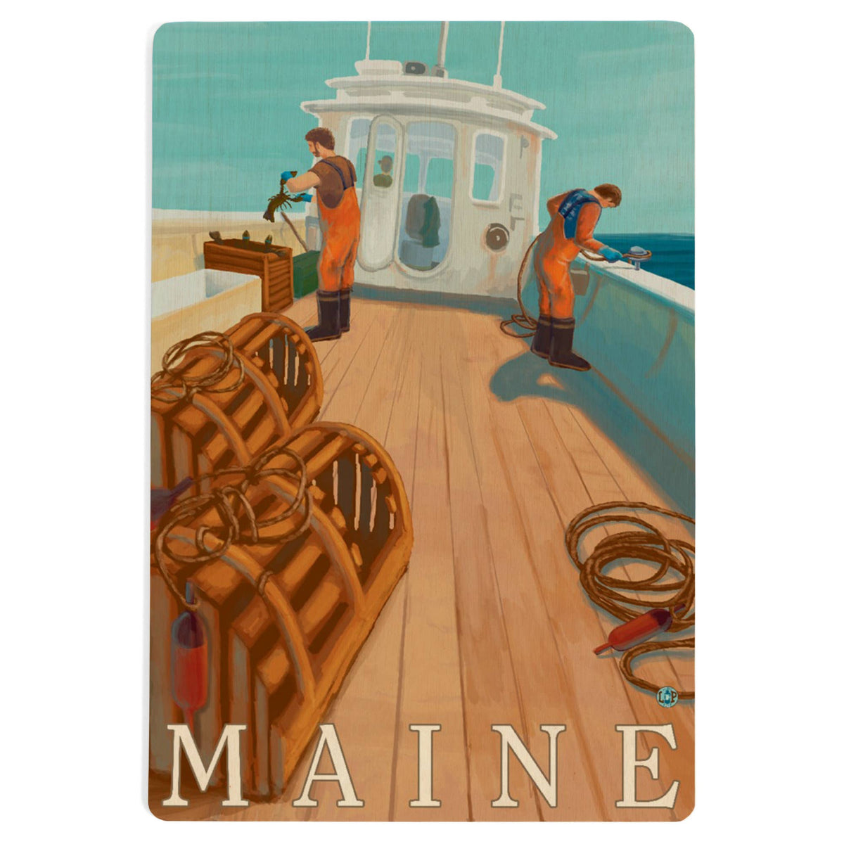 WOOD POSTCARD Maine, Lobster Fishing