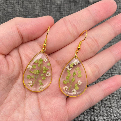 Lepidium Apetalum Dried Flowers Drop Dangle Earrings