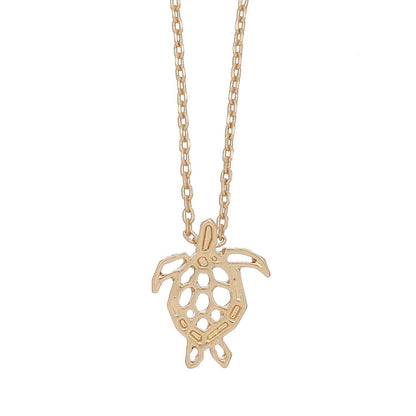 Gold Sea Turtle Icon Pendant Necklace