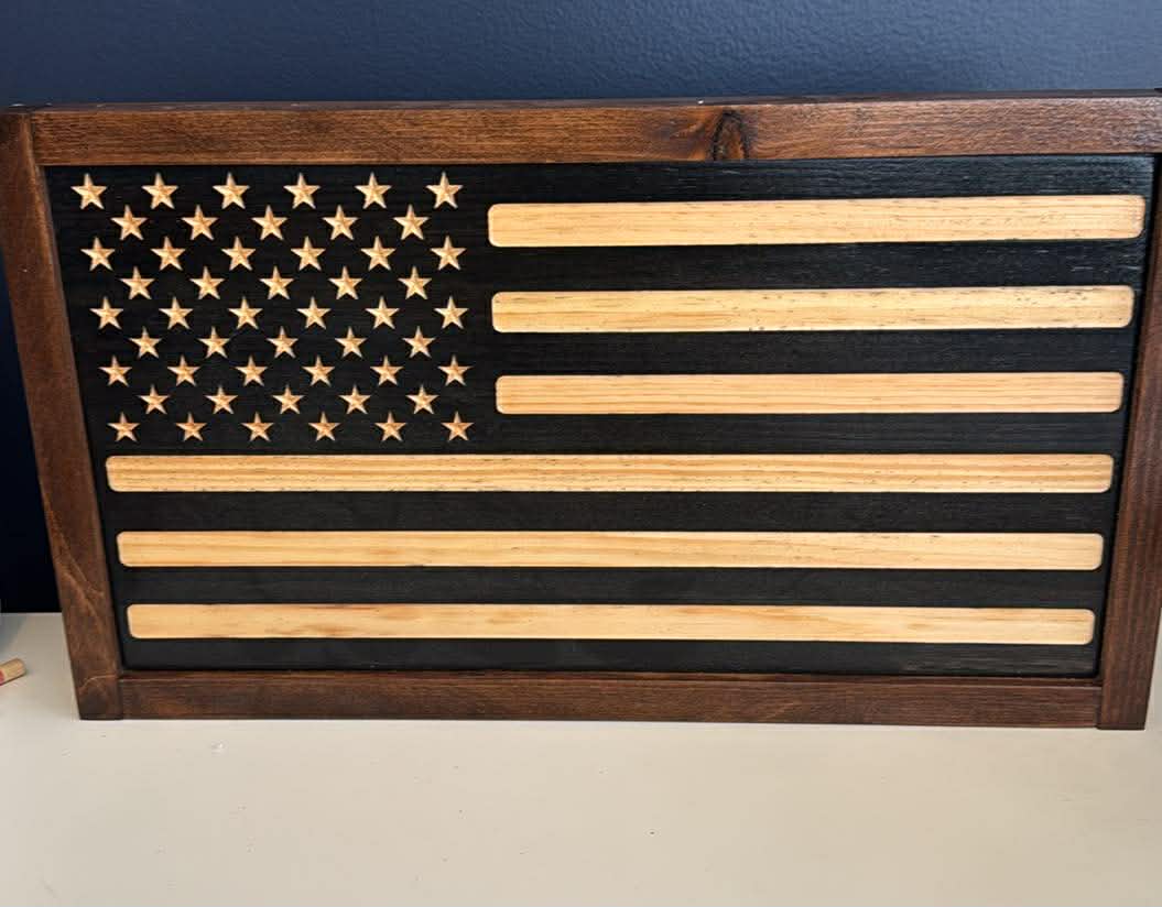 Ed Cole American Flag Wooden Signs