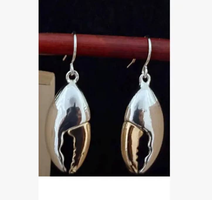 Silver Gold Claw Crab and Lobster Dangle Earrings