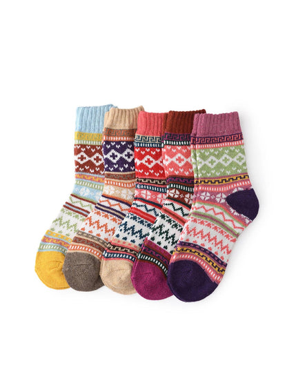 Rufia - 1 Pair of Bohemian Wool-Blend Socks