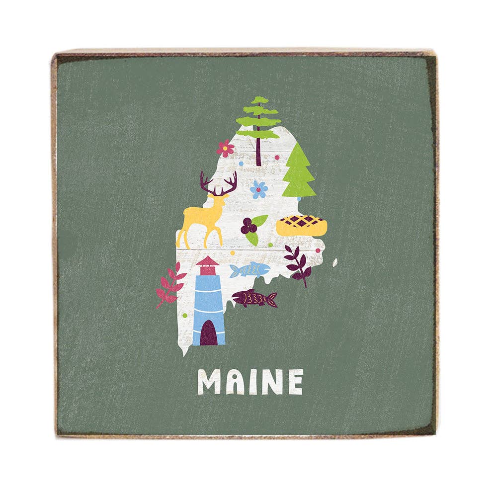 Maine Icon Square Block Sign