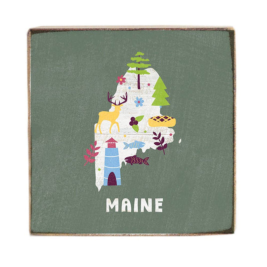 Maine Icon Square Block Sign