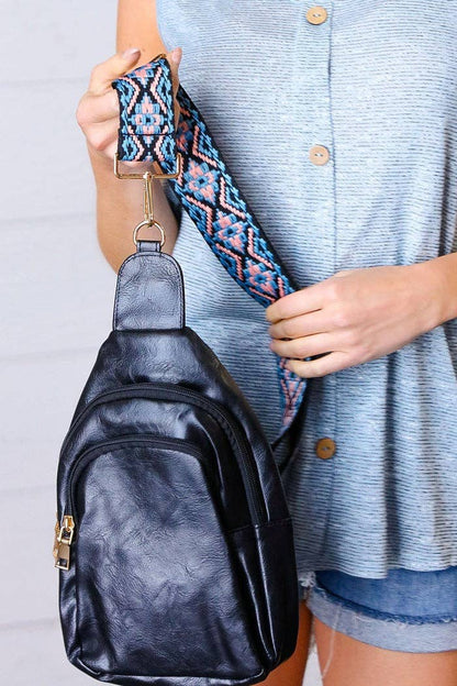 Zipper Crossbody Bag with Boho Strap