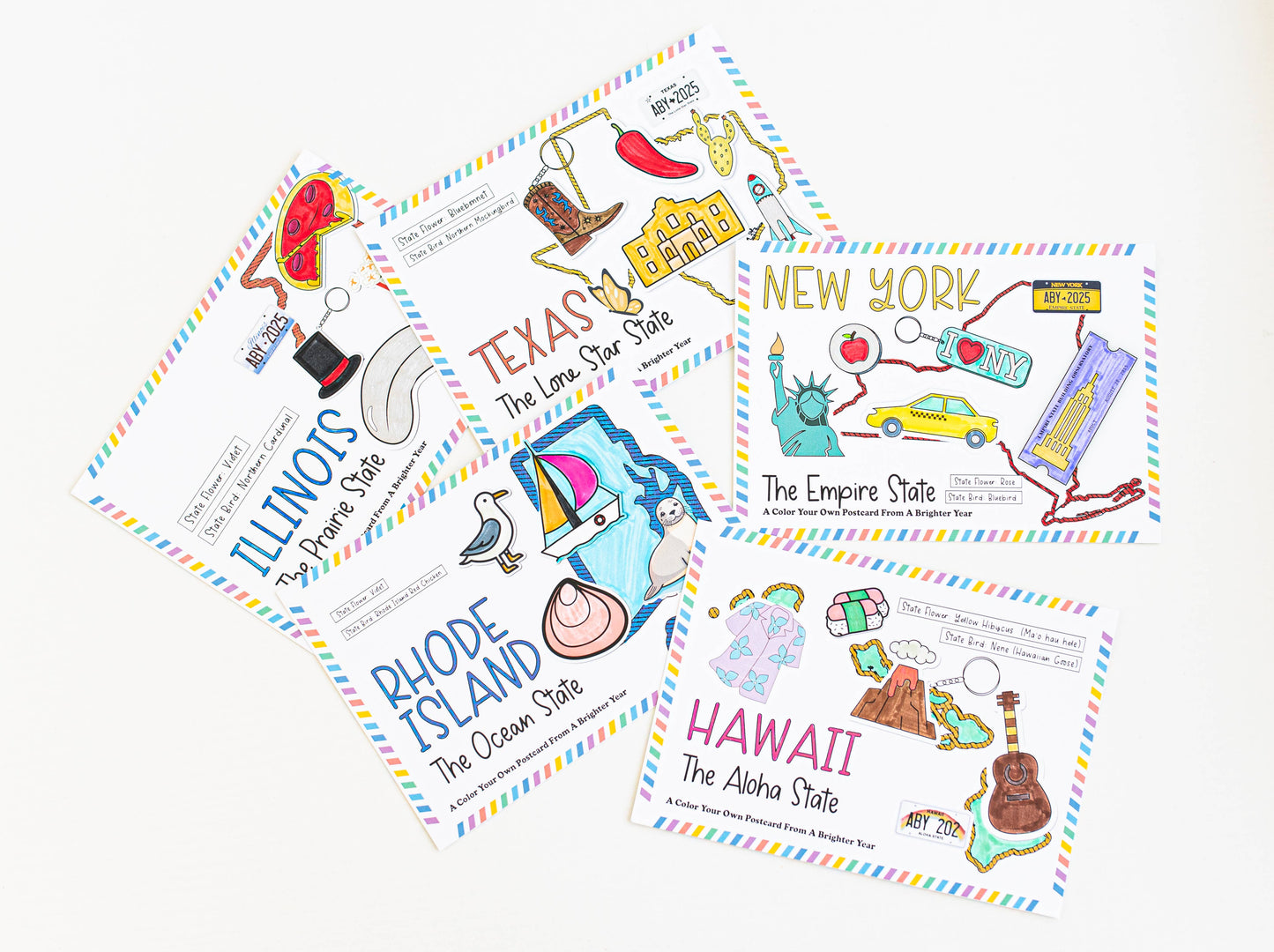 Color Your Own Maine State Postcard