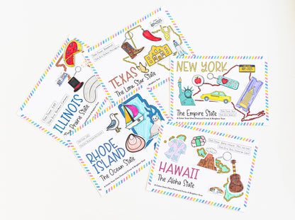 Color Your Own Maine State Postcard