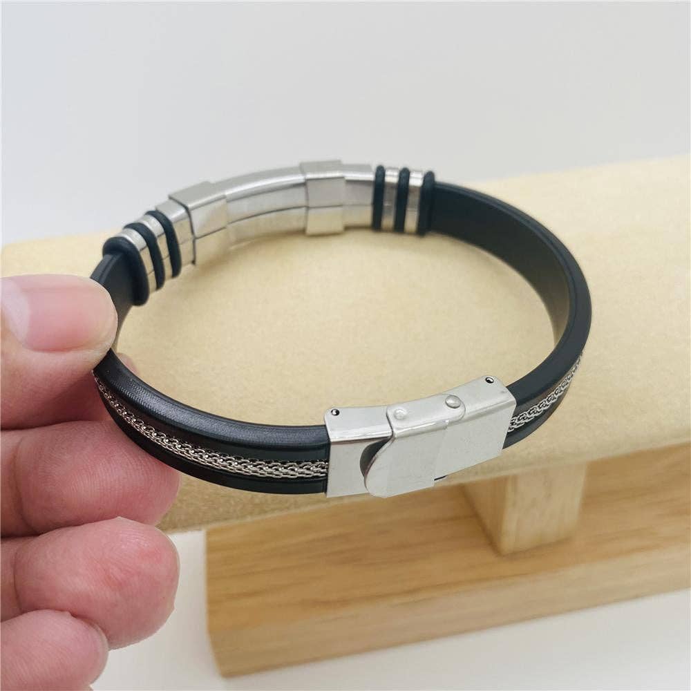 Men's Silicone Titanium Steel  Bracelet -