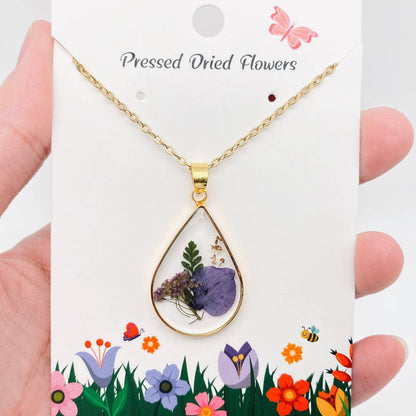 Genuine Pressed Dried Flower Floral Charm Necklace