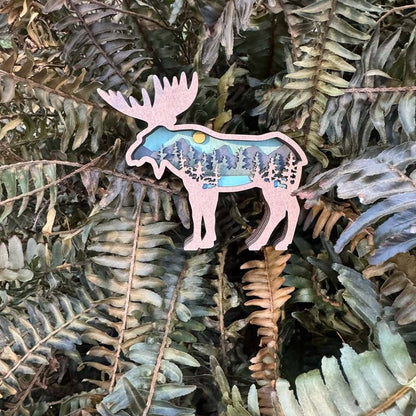 Layered Mountain Moose Ornament