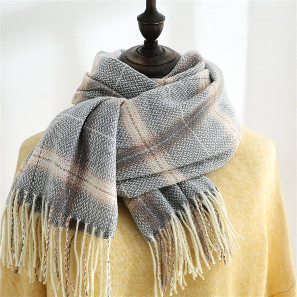 Plaid Winter Scarf-Soft Thickened Shawl