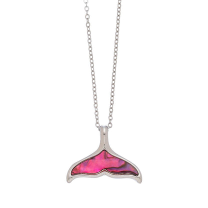 -Abalone Shell Whale Tail Pendant Necklace