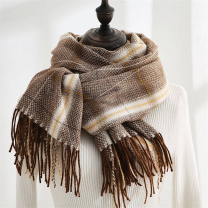 Plaid Winter Scarf-Soft Thickened Shawl