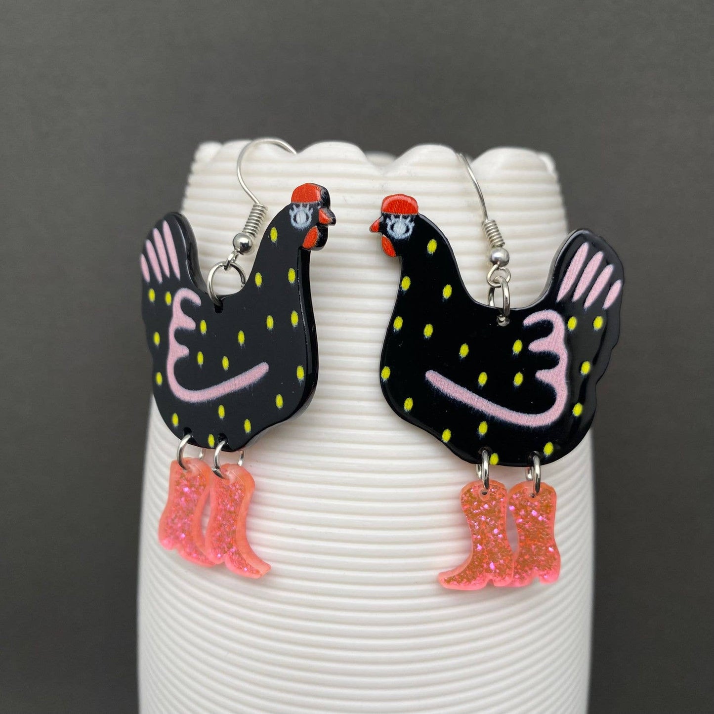 Acrylic Cock Dangle Earrings