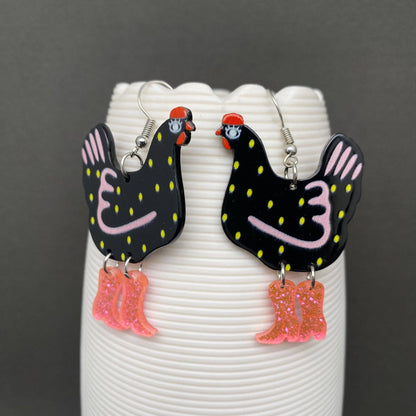Acrylic Cock Dangle Earrings