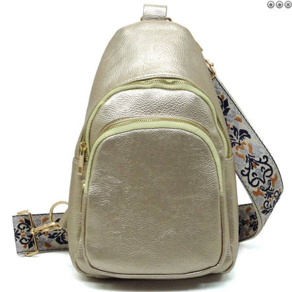 Zipper Crossbody Bag with Boho Strap