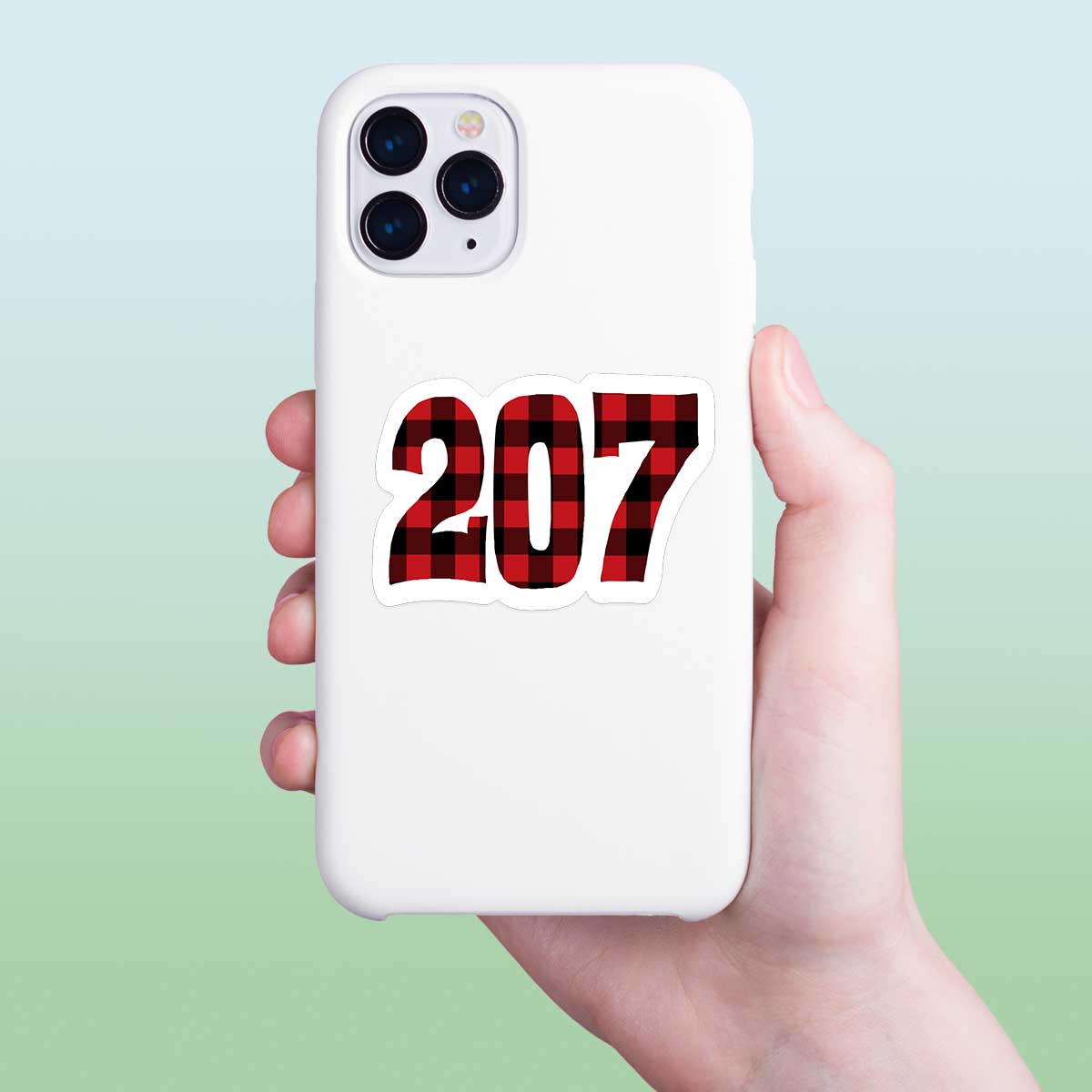 Maine 207 State Area Code Plaid Mini Sticker