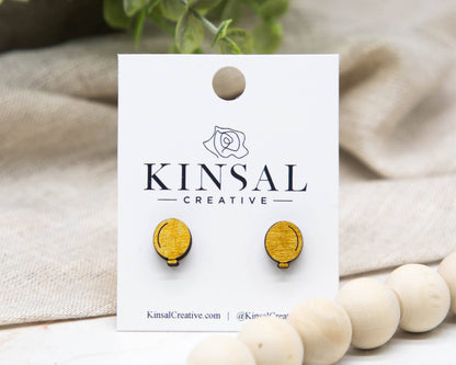 Red Balloon Wood Stud Earrings