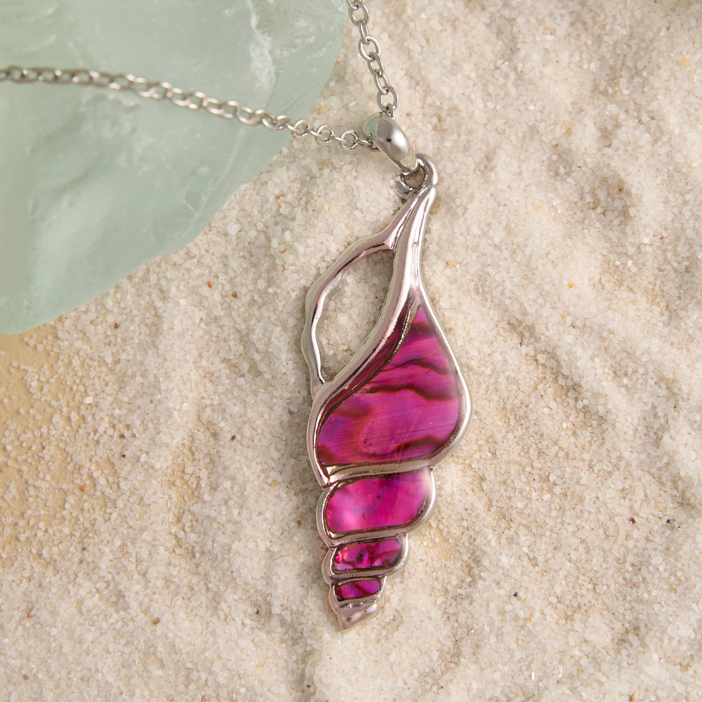 Abalone Conk Shell Pendant Necklace Beach Jewelry