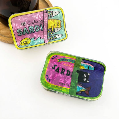 Sardine Can Hair Claw Clip with Cat Design