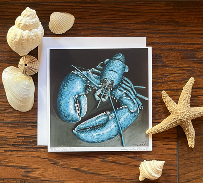 Blue Beauty lobster fine art blank greeting card Maine