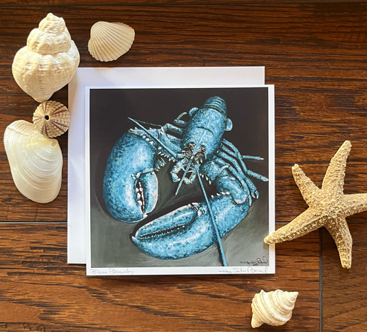 Blue Beauty lobster fine art blank greeting card Maine